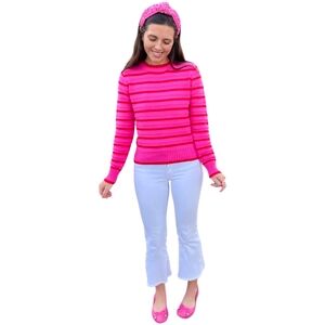Strut &‎ Bolt Pink & Red Metallic Candy Stripe Sweater